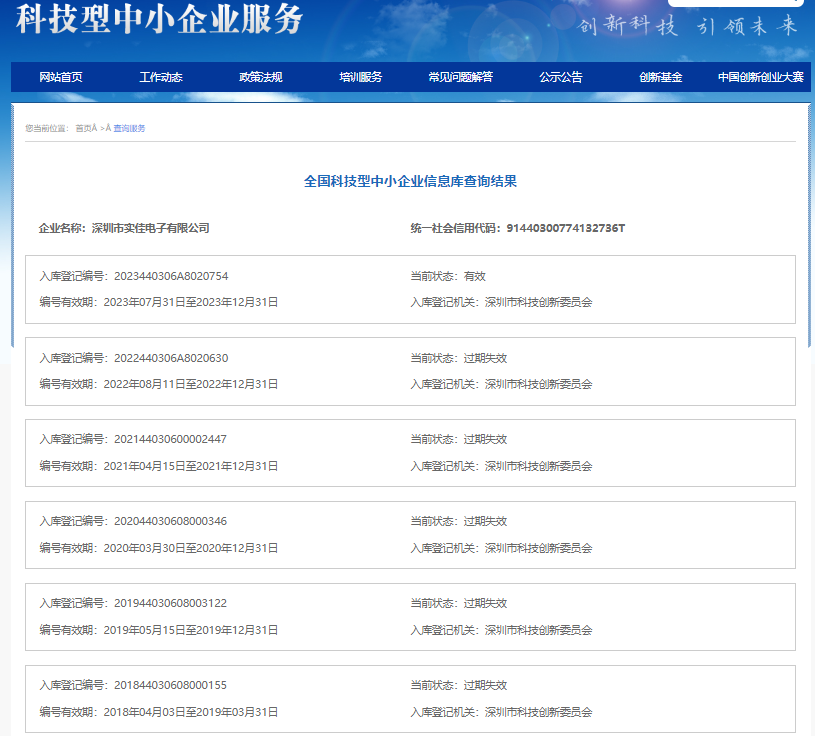 實(shí)佳電子認(rèn)定國(guó)家科技型企業(yè)查詢(xún)